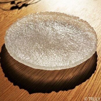 透明ガラスのアクセサリートレイ -「 KAZEの肌 」 ● 12cm ● 絹目調の画像