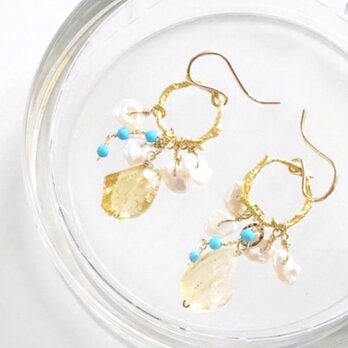 ＊限定1点＊citrine*天然石のピアスの画像