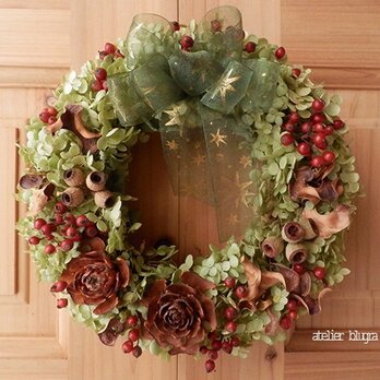八ヶ岳〜アナベルと木の実Wreath01の画像