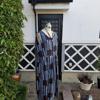 着物リメイク　手作り 　珍しい柄　久留米絣　ジャンパースカート　の画像