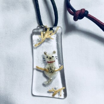 ガラス胎七宝 シャム猫 ネックレスの画像
