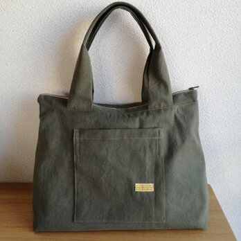 帆布 ファスナーBAG　[Khaki]の画像