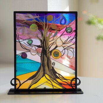 グラスアート 　『光の木』の画像