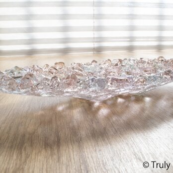 ガラスのアクセサリートレイ - 「 KUBOMI 」 ● さくら色・20cmの画像