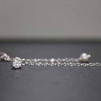 ダイヤとパールの揺れるピアス swing pearl sterling silver
