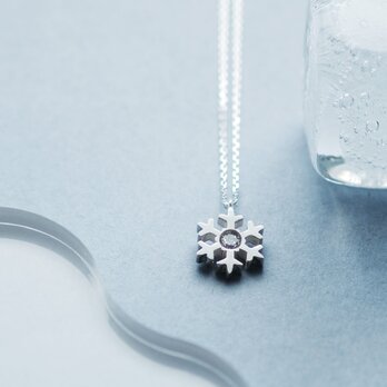 stone 雪の結晶 ロング ネックレス シルバー925の画像