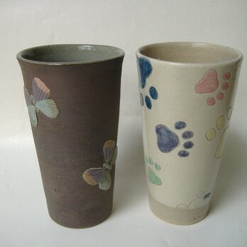 【SALE】理由有り蝶のレリーフカップ&猫のカップの画像