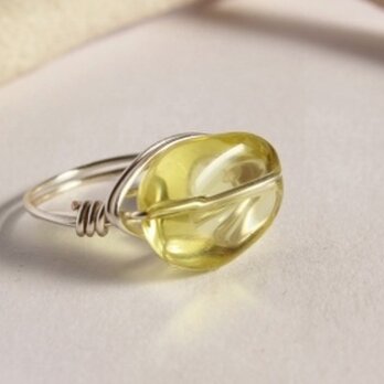 ぷっくり　レモンクォーツ　Wire　Ring　