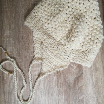 耳あて付き ❖ 手編みCrochet とんがり帽子の画像
