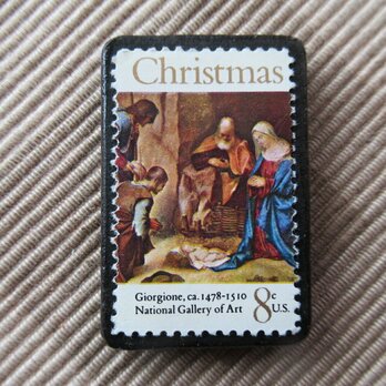 アメリカ　クリスマス切手ブローチ 4327