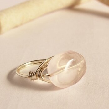 ぷっくり　ローズクォーツ　Wire　Ring　の画像