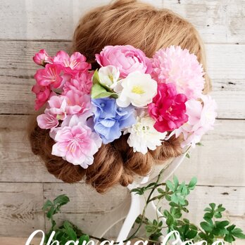 桜hirahira 桃色と水色の髪飾り10点Set No342の画像