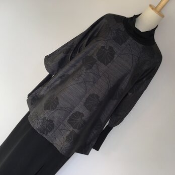 着物リメイク    ラウンドネックチュニック    七分袖    紬