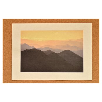 日本の美♪ 和紙プリント☆ 大きめの写真 美濃和紙 黄昏の山脈 A3の画像