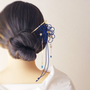 飾り結びかんざし「槙とそら」【＋チェコビーズ】浴衣・着物・フォーマルな和装ヘアに。