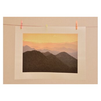 日本の美♪ 和紙プリント☆ 黄昏の山脈 明日への活力 美濃和紙 A4の画像