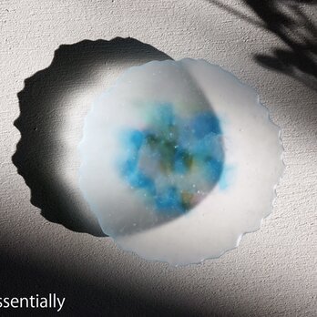 つや消しガラスのアクセサリートレイ -「 HANAのおと 」 ● ターコイズブルー・11cmの画像