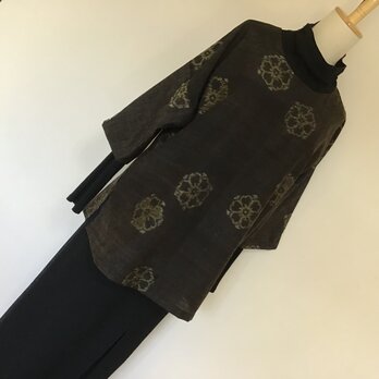 着物リメイク    ラウンドネック チュニック    七分袖    節紬の画像