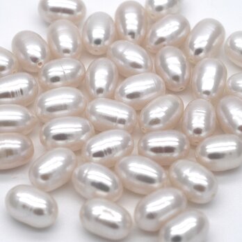 中粒 淡水パール ライス ホワイト系 真珠 10粒 6mm 7mm 素材 パーツ 材料 ポイント消化の画像