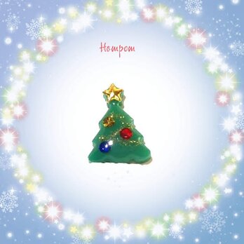 18c011 クリスマスツリーのピンバッジ☆ゴールドスター ホムポムの画像