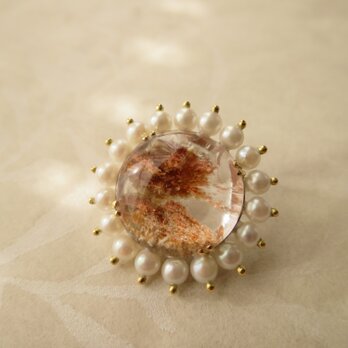 ＳＶ・Ｋ18　Garden quartz・Pearl  Pin broochの画像