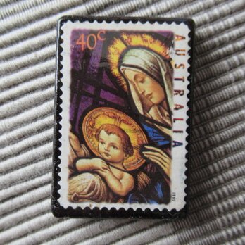 ★アップサイクル　クリスマス切手ブローチ　4391