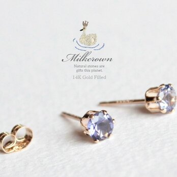 14KGF Milkcrown 1粒ピアス/追加色アイオライトの画像