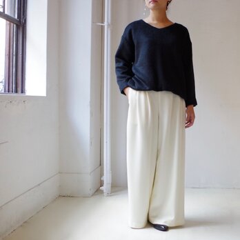 JAMES JERSEY 圧縮ウール２タックワイドパンツ（off white）