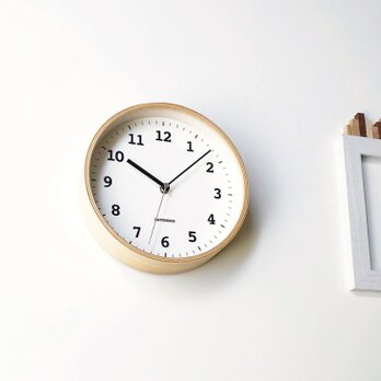 KATOMOKU plywood clock 13 ナチュラル km-84NA 掛け時計 木製 曲げわっぱの画像