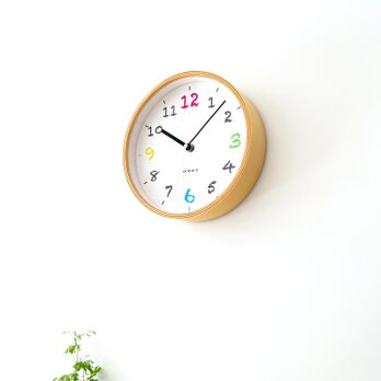 KATOMOKU plywood clock 14 km-85NA 掛け時計 木製 曲げわっぱの画像