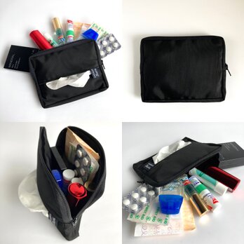 【2way】シーン・コーデ・鞄・バッグを選ばない 高級感ある光沢素材 上品 きれいめ シックな黒＊薄型スクエアポーチ《2タイプ》の画像