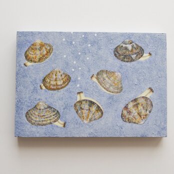 油絵　原画「衣食住」ＳＭサイズ　あさり　貝の画像