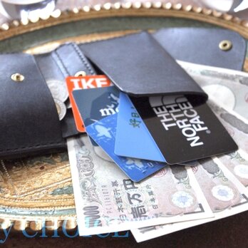 イタリアンレザー・革新のプエブロ・2つ折り財布（ネイビー）の画像