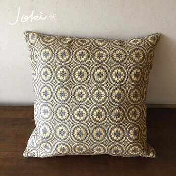 cushion cover[手織りクッションカバー]　ヴィンテージ風グレー×イエローの画像