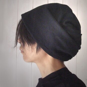 ターバンな帽子　黒＋ライトグレー 　送料無料の画像
