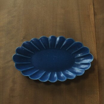 輪花楕円8.5寸鉢／青の画像
