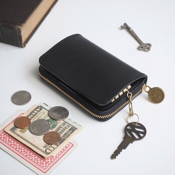キーウォレット [ ミニ 財布 + キーケース ]（ブラック）牛革 ILL-1190の画像