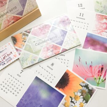 活版印刷カレンダー2019（木製スタンド付き）＊Mariko Hirai ＊ Photo＆Pastelの画像