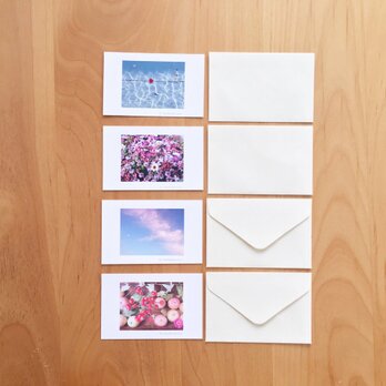 《送料無料》花や空のメッセージカード 封筒のセット 4枚の画像