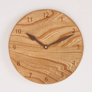 木製 掛け時計 丸 ケヤキ材42の画像