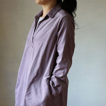 フロントタックワンピース：コーデュロイ紫