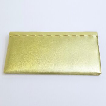 薄型二つ折り長財布　ゴールド　革製　組み立て　の画像