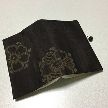 着物リメイク    文庫サイズブックカバー    節紬    華紋模様