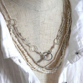 淡水パールのsilverロングネックレス