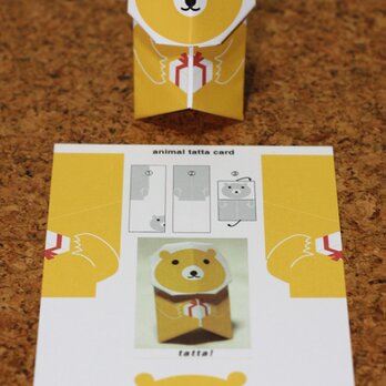 立体ポストカード　animal tatta card/キイロクマ 5枚セットの画像