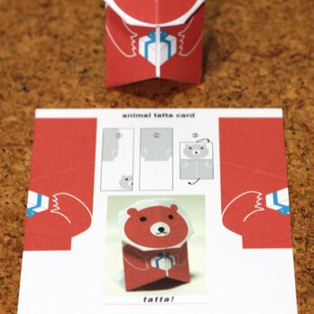 立体ポストカード・animal tatta card・アカクマ5枚の画像