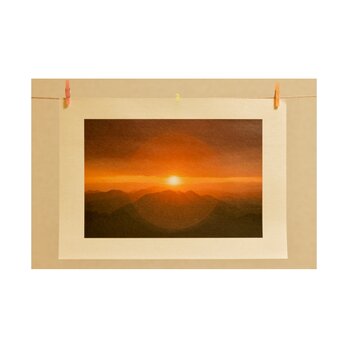 オリジナルプリント 日本の美♪ 和紙プリント☆ 神秘的な夕陽 美濃和紙 A4の画像