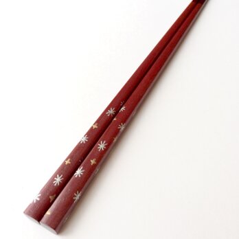 《再販/リニューアル》摺り漆の箸〈キラキラ・朱〉の画像