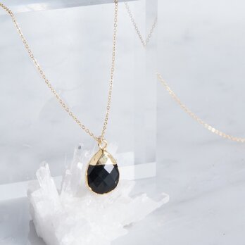 【14KGF】 Necklace,Gemstone,Pear-Shaped Black Onyxの画像