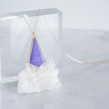 【14KGF】Long Necklace,Kite-Shaped Charoite Quartzの画像